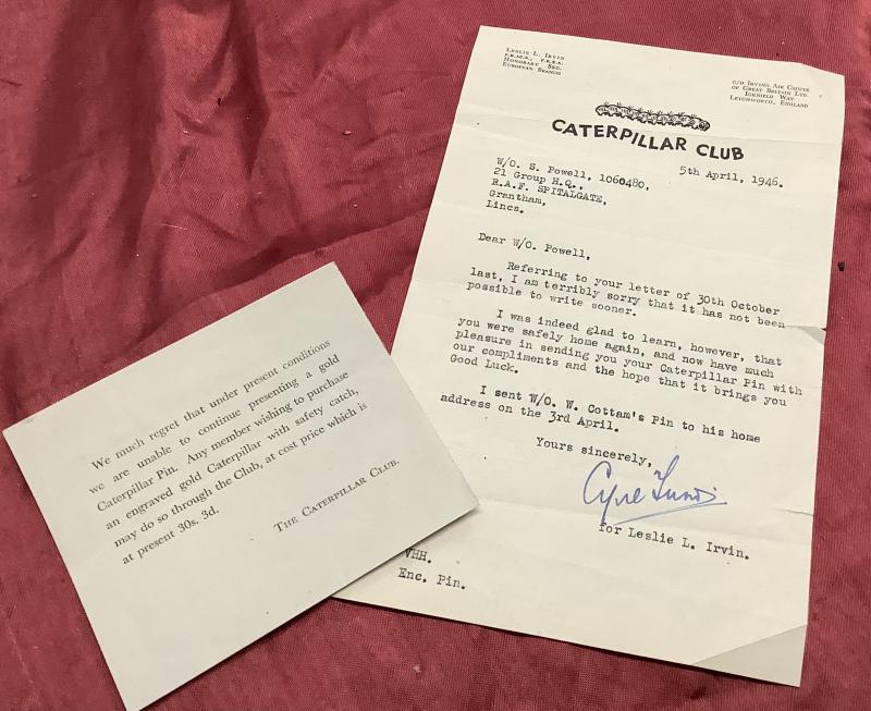 CATERPILLAR CLUB LETTER