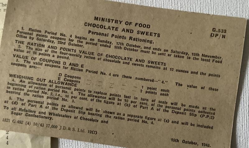 WWII MINISTRY OF FOOD LEAFLET & CARD