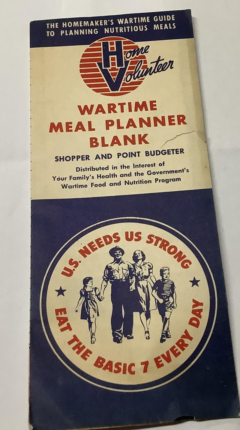 WWII WARTIME MEAL PLANNER BOOKLET