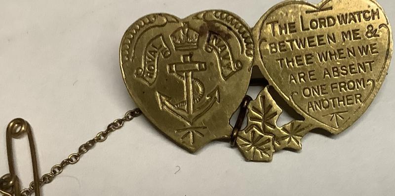 WWII NAVY DOUBLE HEART SWEETHEART PIN