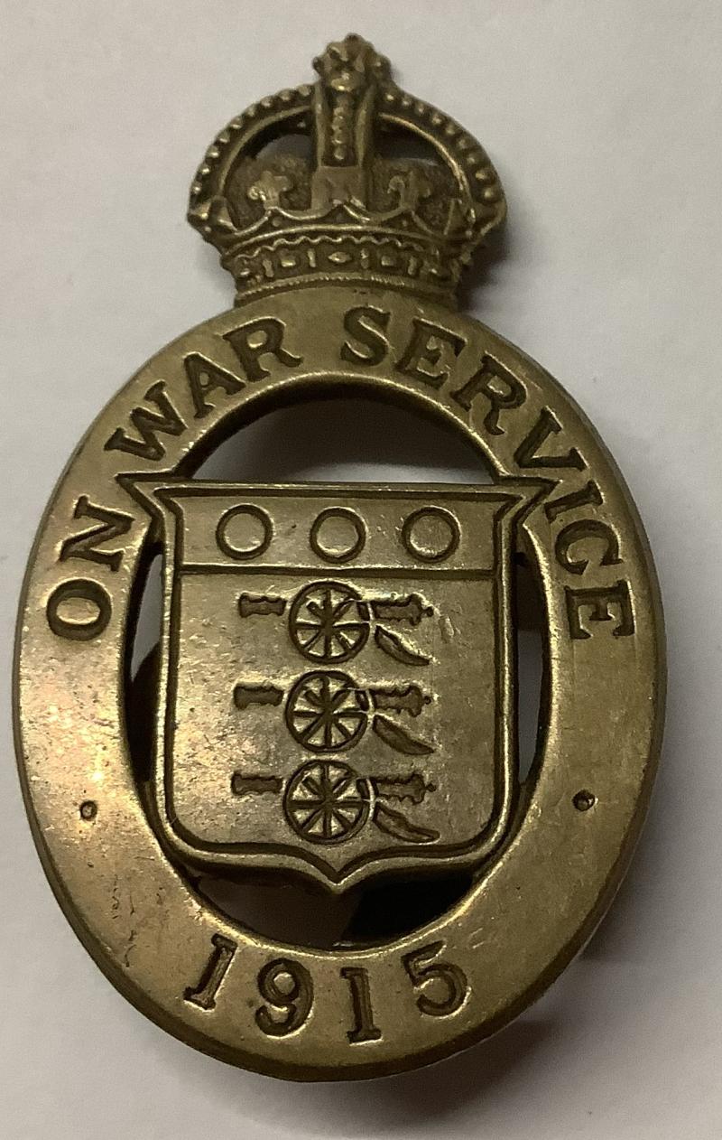 WWI ORIGINAL ON WAR SERVICE LAPEL BADGE
