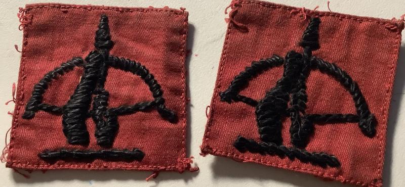 MATCHING PAIR ROYAL ARTILLERY ANTI-AIRCRAFT PATCHES