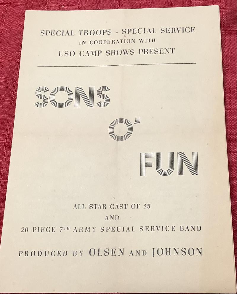 WARTIME US 4 PAGE SONS OF FUN LEAFLET